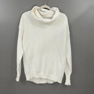 Athleta Women Breckenridge Sweater XL Ivory Top Cowl Turtleneck Long Sleeve Knit